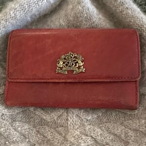 Lauren Ralph Lauren Vintage Supple Leather Small Red Brown Wallet Gold Emblem